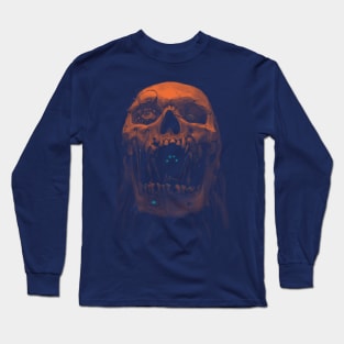 Robot Cyborg Skull Sci-Fi T shirt - Orange Long Sleeve T-Shirt